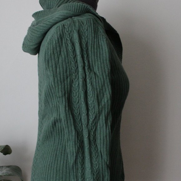 Old Navy Green Cable knit hooded sweater XL - Picture 3 of 5